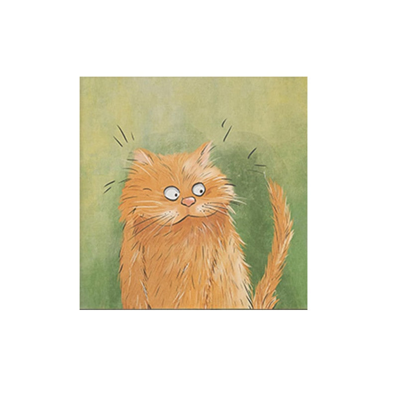 Cute Cat Face Painting - 20x20CM NO FRAME / Green