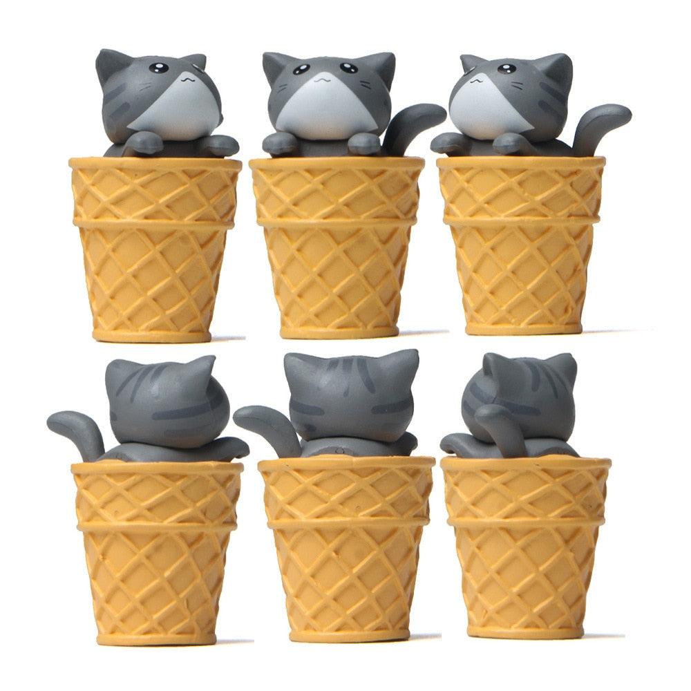 Cute Cat Ice Cream Figurines