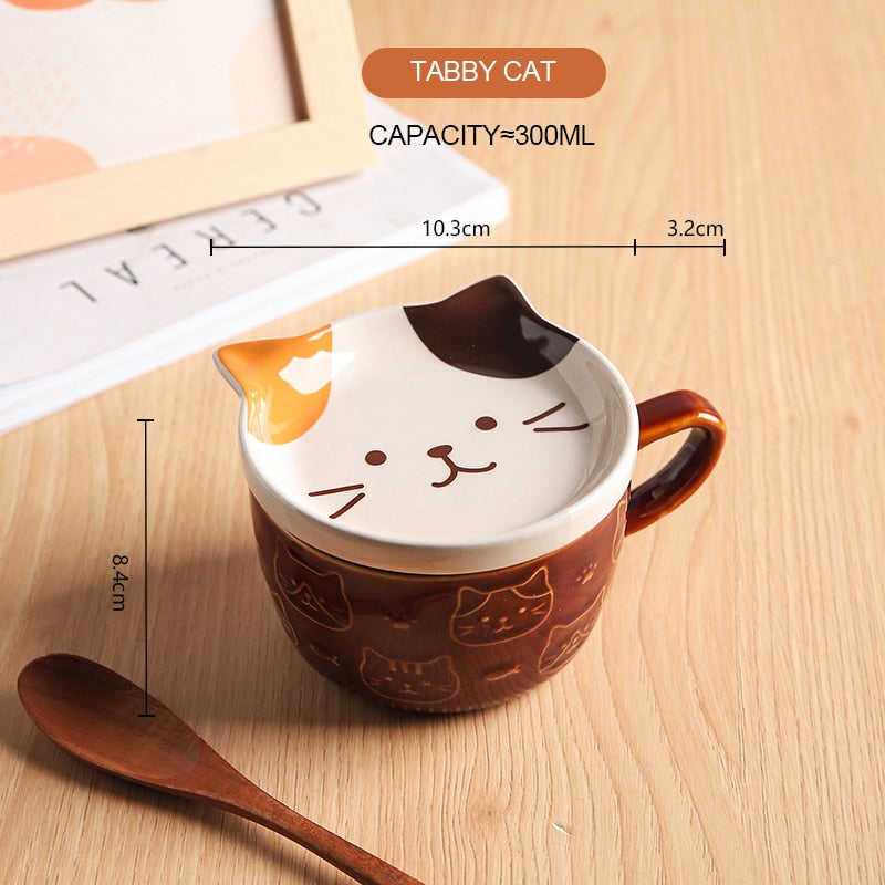 Cute Cat Mug - Brown