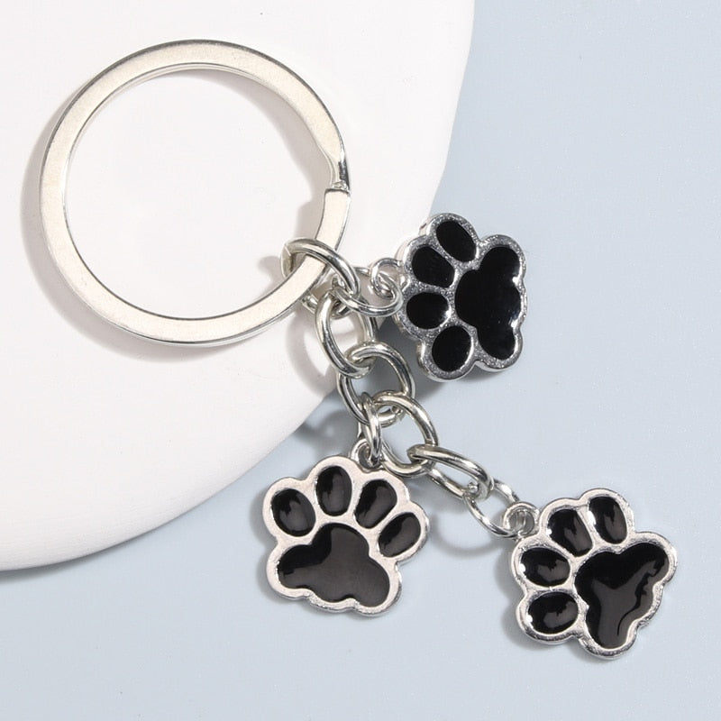 Cute Cat Paw Keychain - Black - Cat Keychains