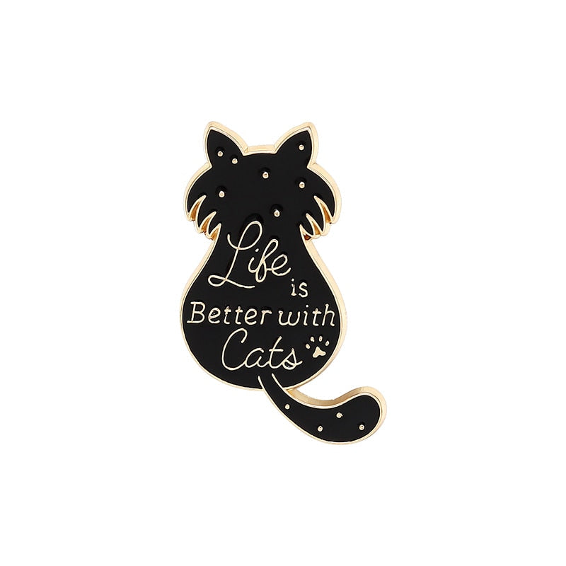 Cute cat pins - black cat