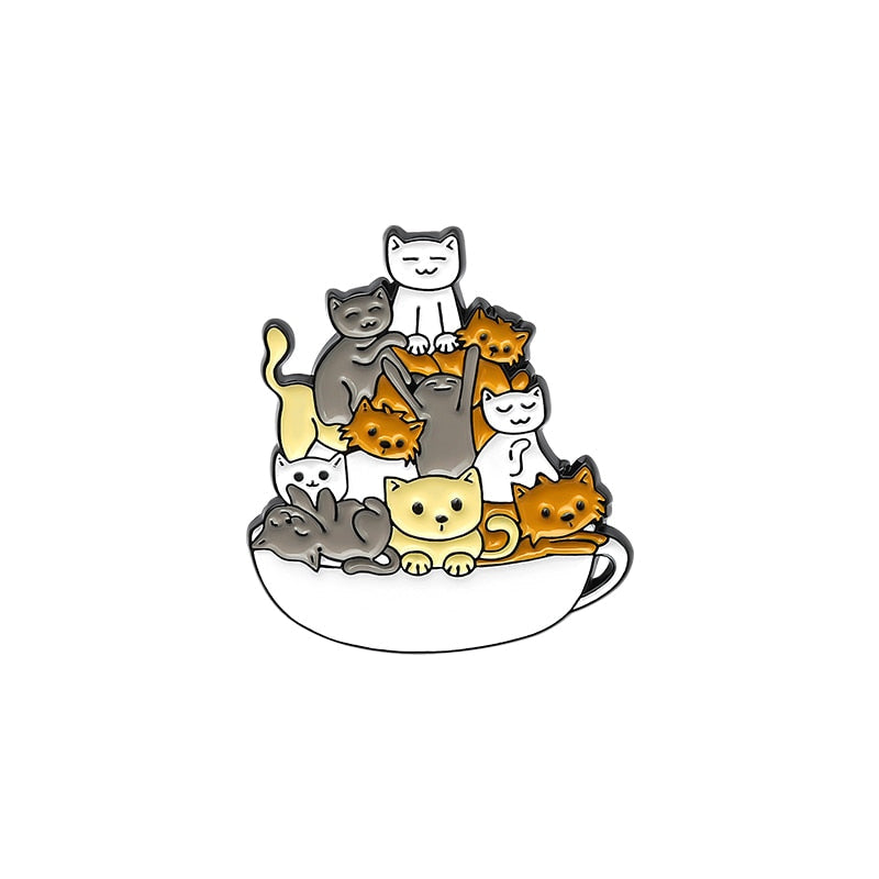 Cute cat pins - cat bowl