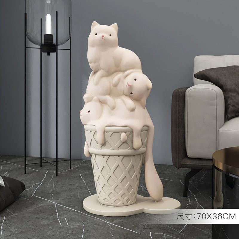 Cute Cat Statue - Light Yellow
