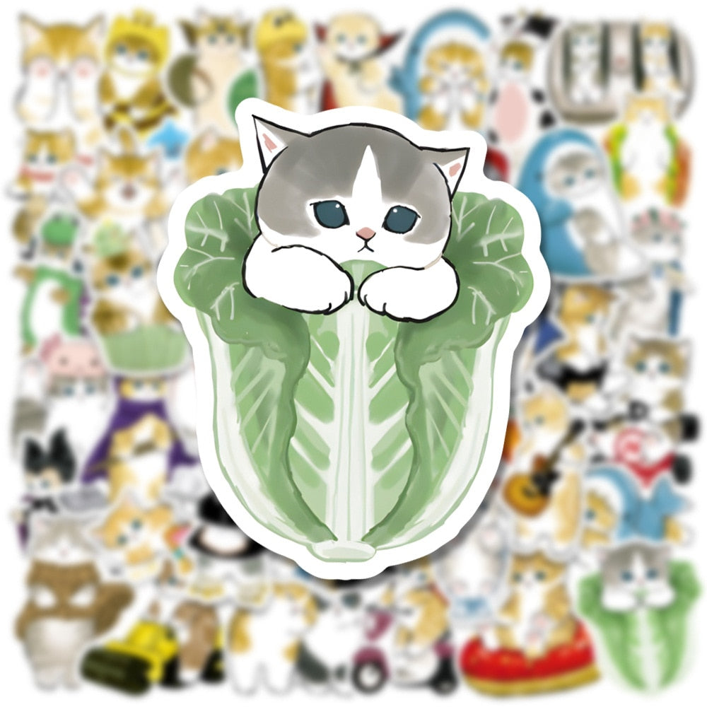  100PCS Cute Cat Stickers,Kawaii Funny Cat Meme Decals