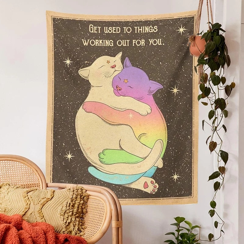Cute Cat Tapestry - Hug - Cat Tapestry