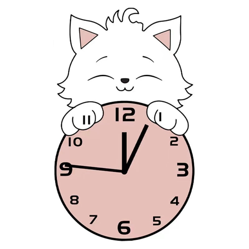 Cute Cat Wall Clock - Cute Cat / 15x25CM