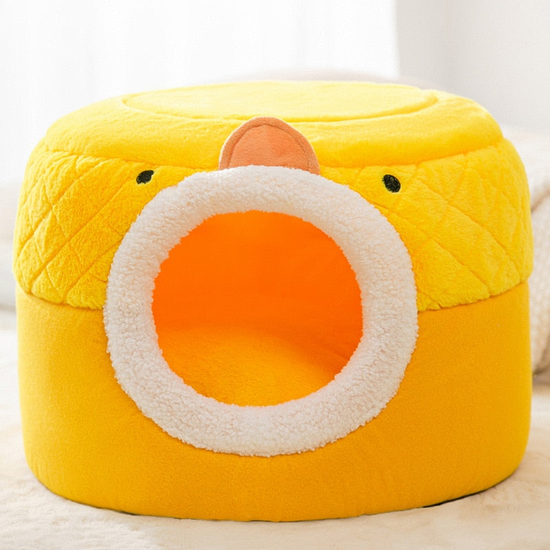 Cute Cave Cat Bed - Yellow / S