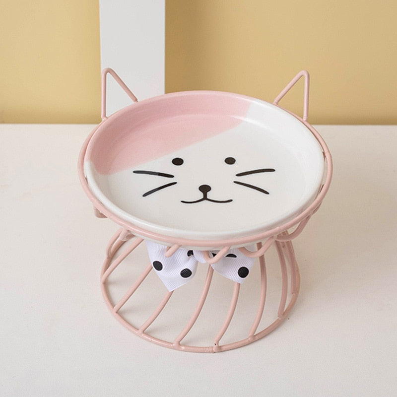 Cute Ceramic Cat Bowl - Pink - Cat Bowls