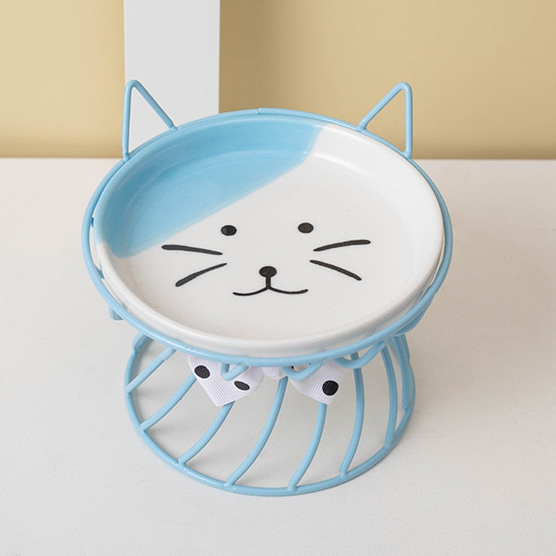 Cute Ceramic Cat Bowl - Blue - Cat Bowls