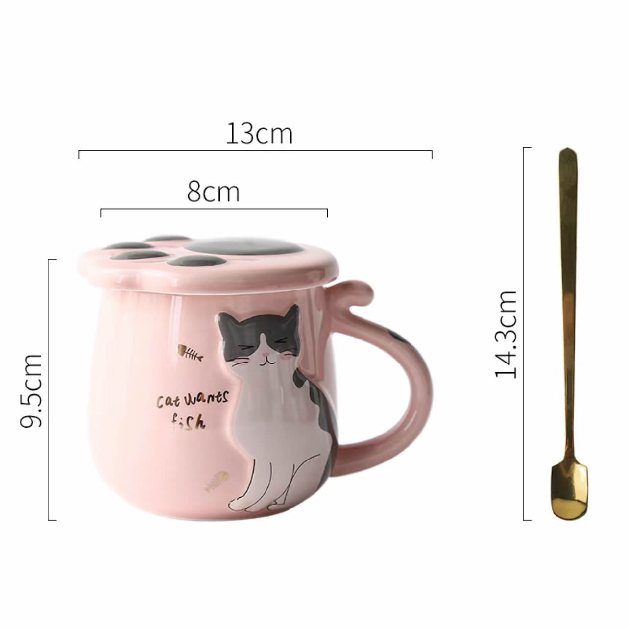 Cute Ceramic Cat Mug - Pink / 400ml
