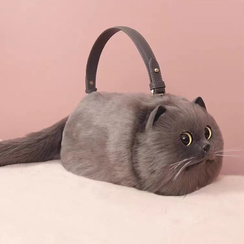 Cute Grey Handbag - Cat Handbag