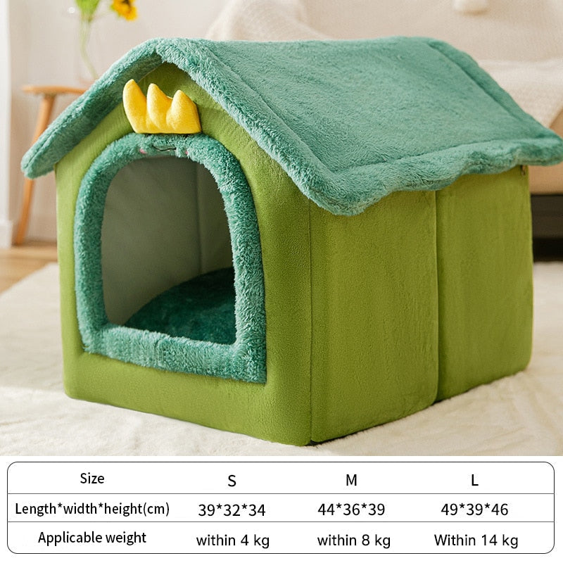 Cute House Cat Bed - Green Dinosaur / S
