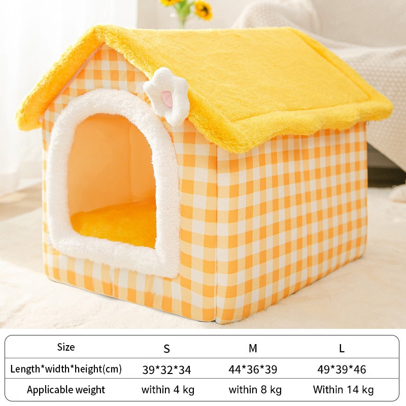 Cute House Cat Bed - Yellow Flower / S