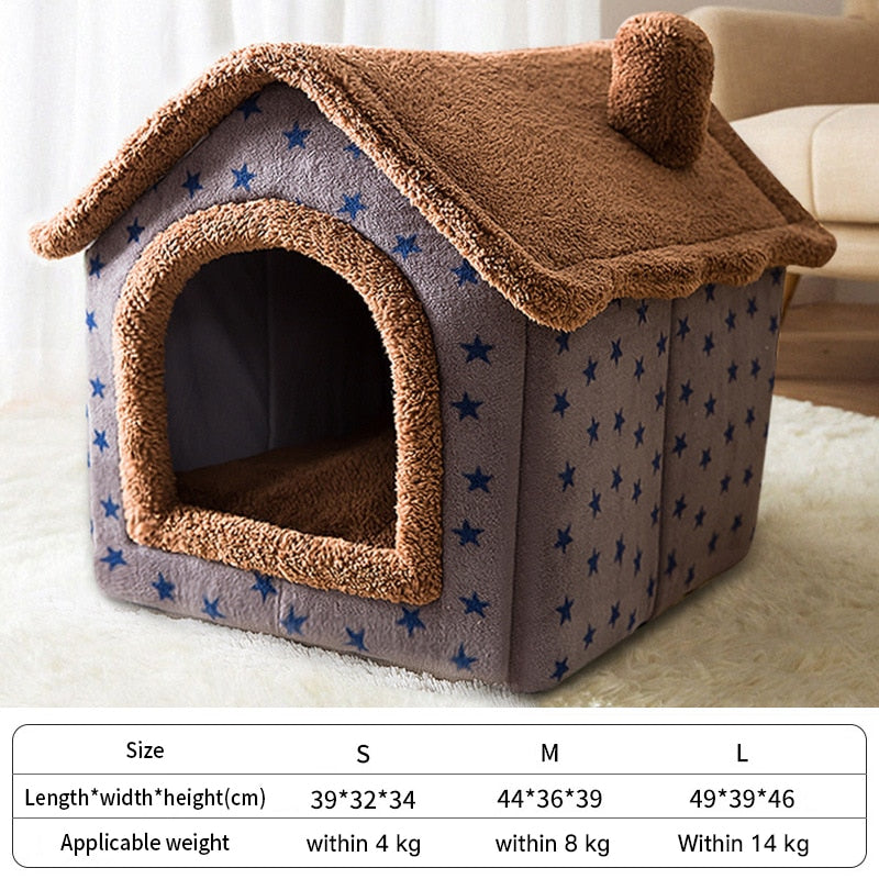 Cute House Cat Bed - Coffee Star / S
