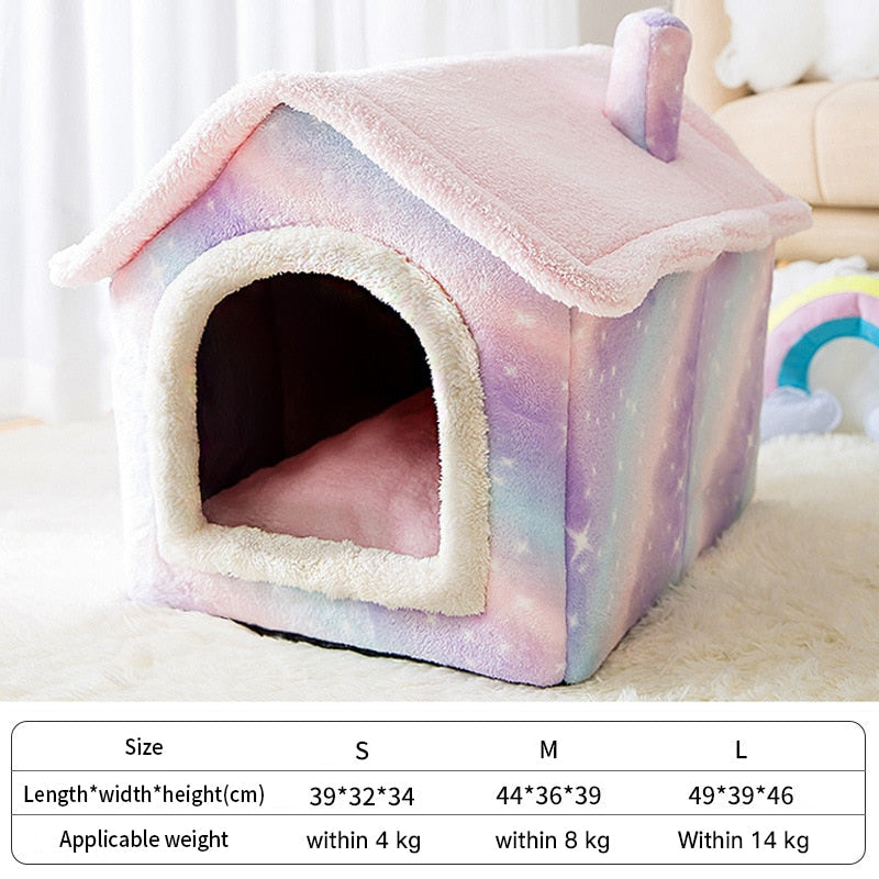 Cute House Cat Bed - Pink Star / S