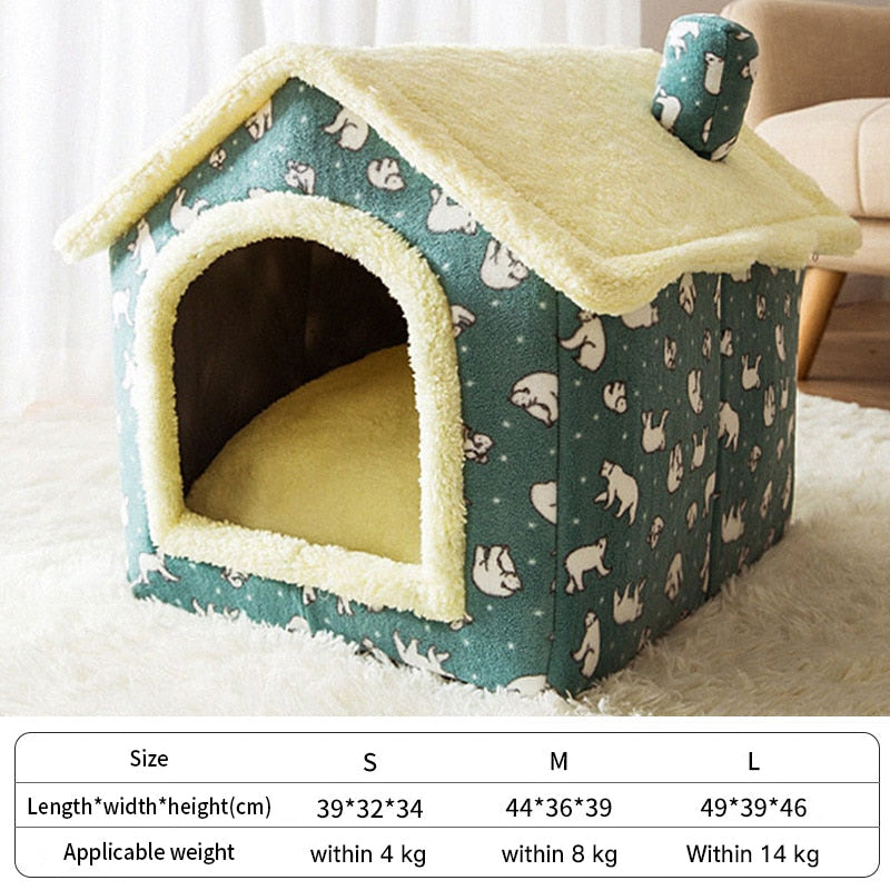 Cute House Cat Bed - Green / S