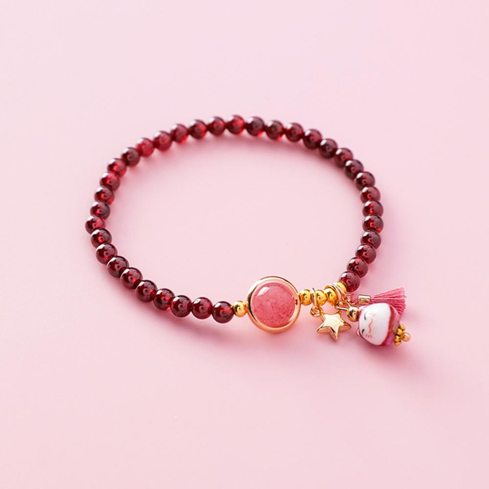 Cute Japanese Cat Bracelet - Dark Red - Cat bracelet
