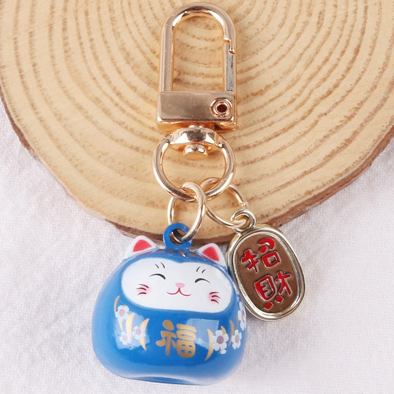 Cute Japanese Cat Keychain - Dark Blue - Cat Keychains