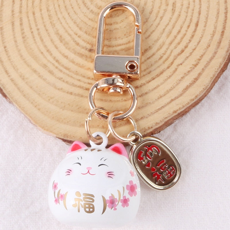 Cute Japanese Cat Keychain - White - Cat Keychains