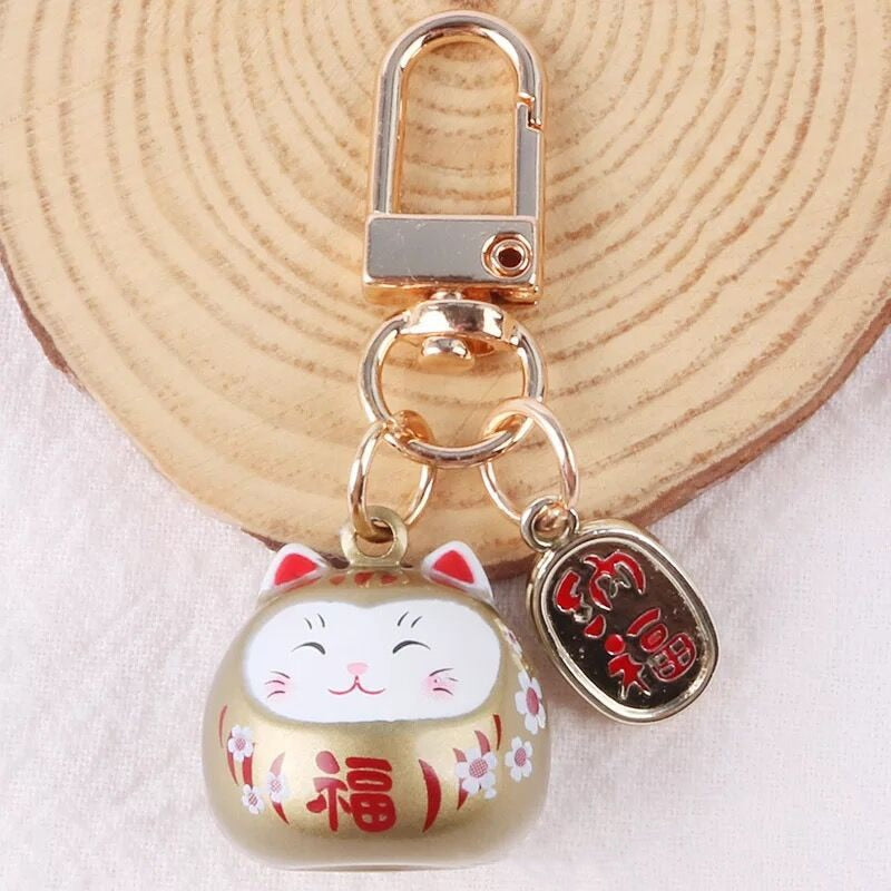 Cute Japanese Cat Keychain - Gold - Cat Keychains
