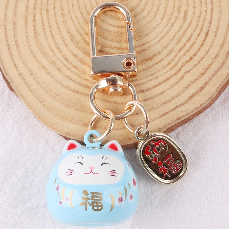 Cute Japanese Cat Keychain - Blue - Cat Keychains