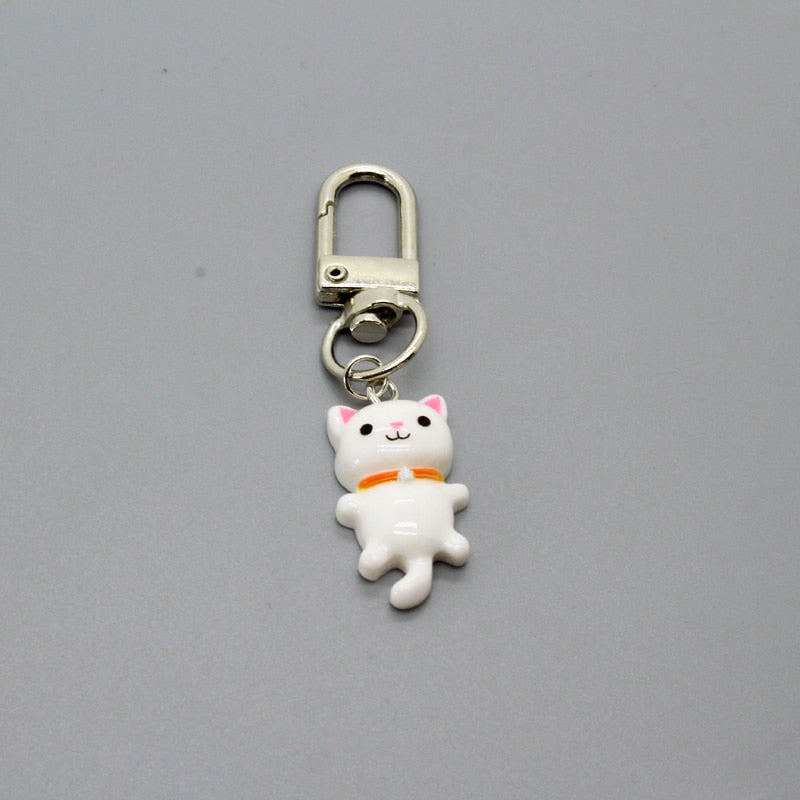Cute Kitty Cat Keychain - White - Cat Keychains