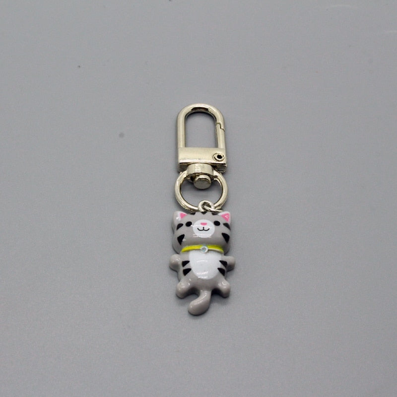 Cute Kitty Cat Keychain - Gray - Cat Keychains