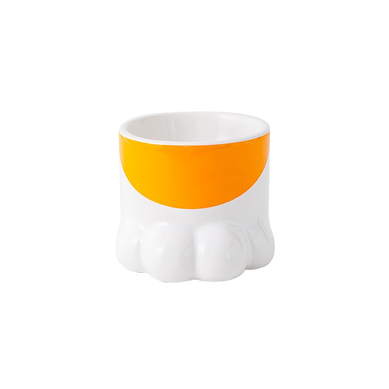 Cute Paw Cat Bowl - white orange - Cat Bowls