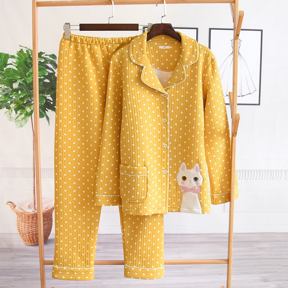 Cute Yellow Pink Pajama - Yellow / M / China - Cat pajamas