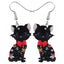 Dangle Drop Cat Earrings - Dark - Cat earrings