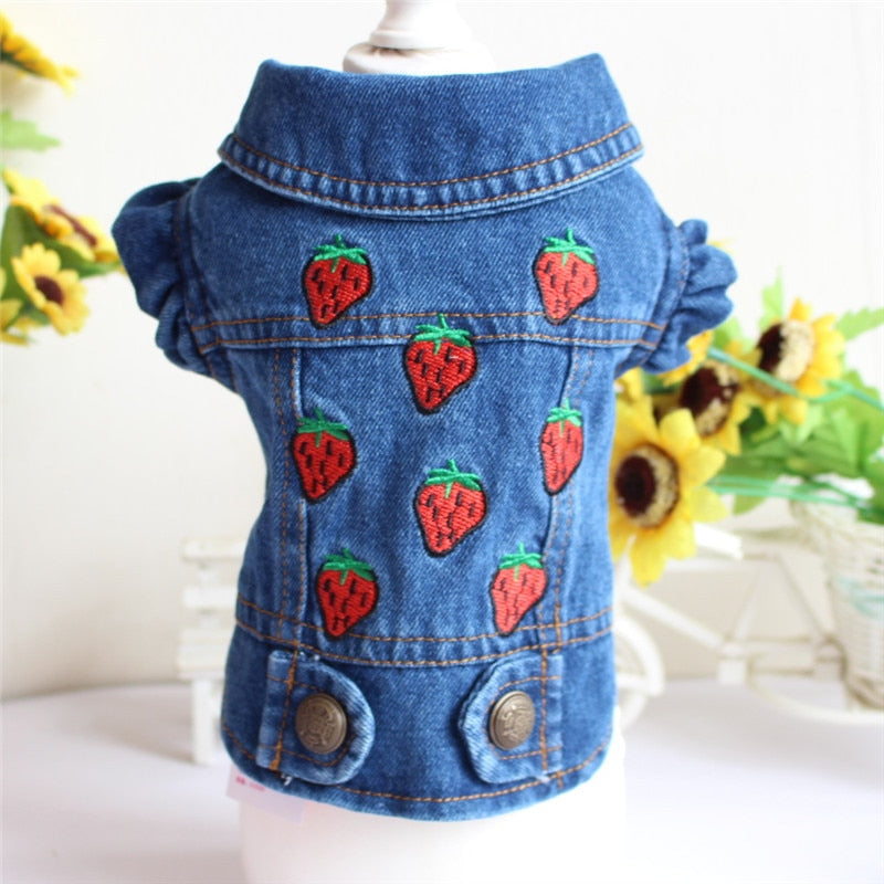 Denim Cat Clothes - Strawberry / XS - Clothes for cats