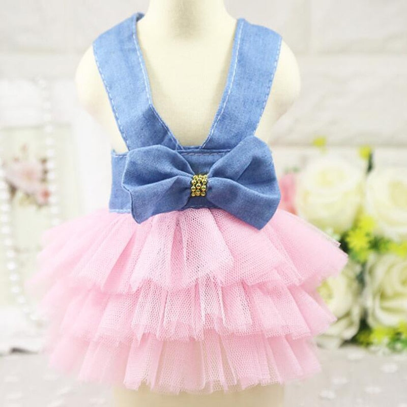 Denim Cat Dress - Pink / XS