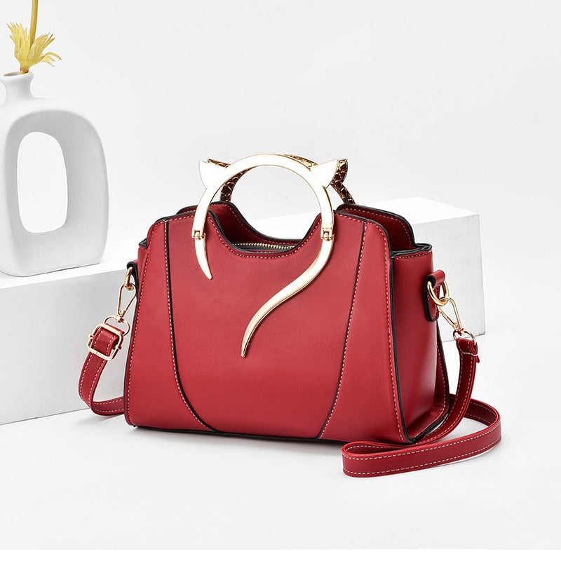 Designer Cat Handbag - Burgundy - Cat Handbag