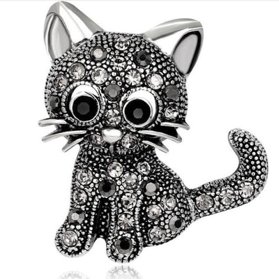 Diamond cat Brooch - Diamond cat Brooch