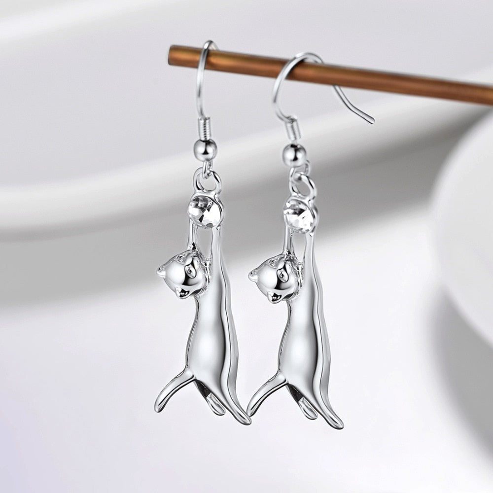 Diamond Cat Earrings - Cat earrings