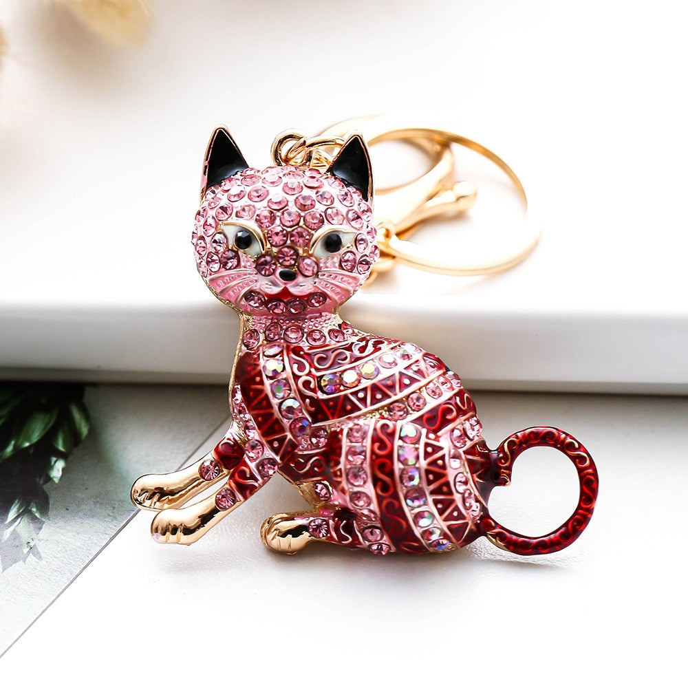 Diamond Cat Keychain - Pink - Cat Keychains
