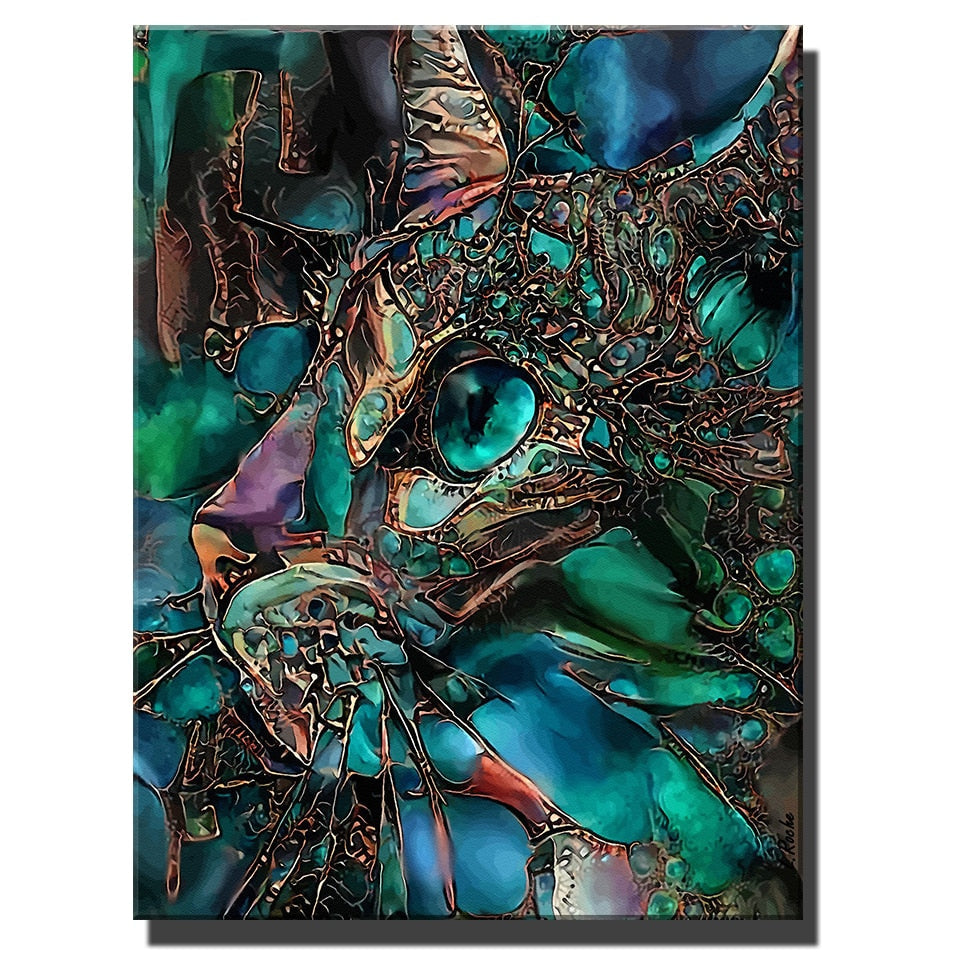 Diamond Painting Cat - Green / square 20x25cm