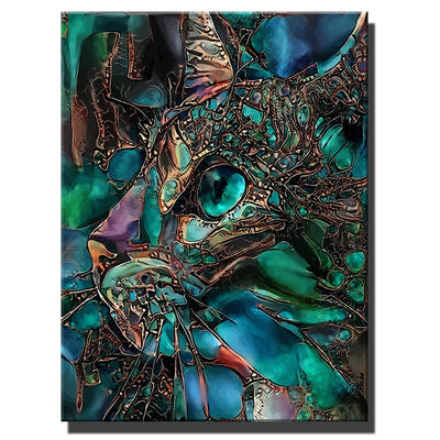 Diamond Painting Cat - Green / square 20x25cm