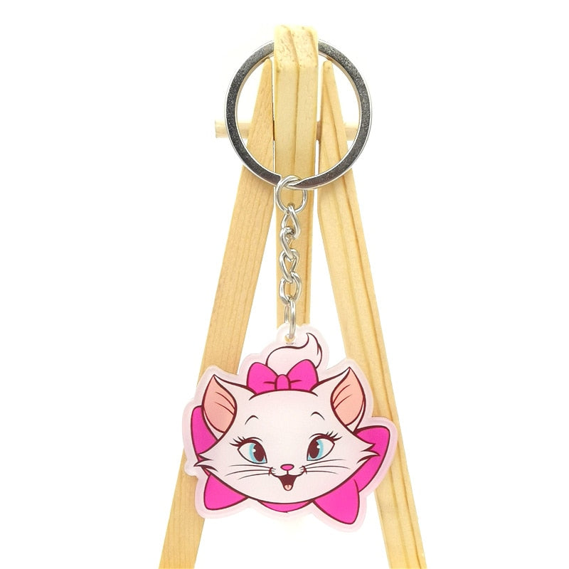 Disney Cat Keychain - White-Pink - Cat Keychains
