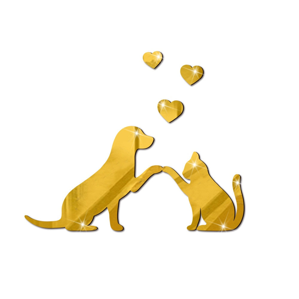 Dog and Cat Wall Art - Gold