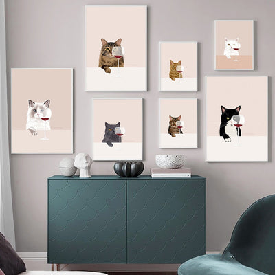 Drinking Wine Cat Poster - Cat poster
