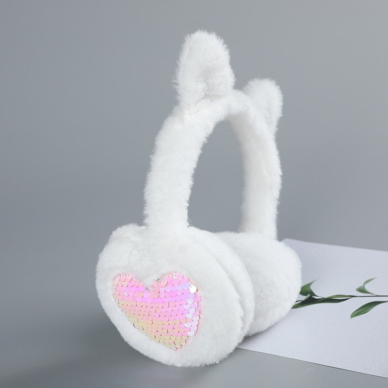 Earmuffs with Cat Ears - White - Earmuffs with Cat Ears