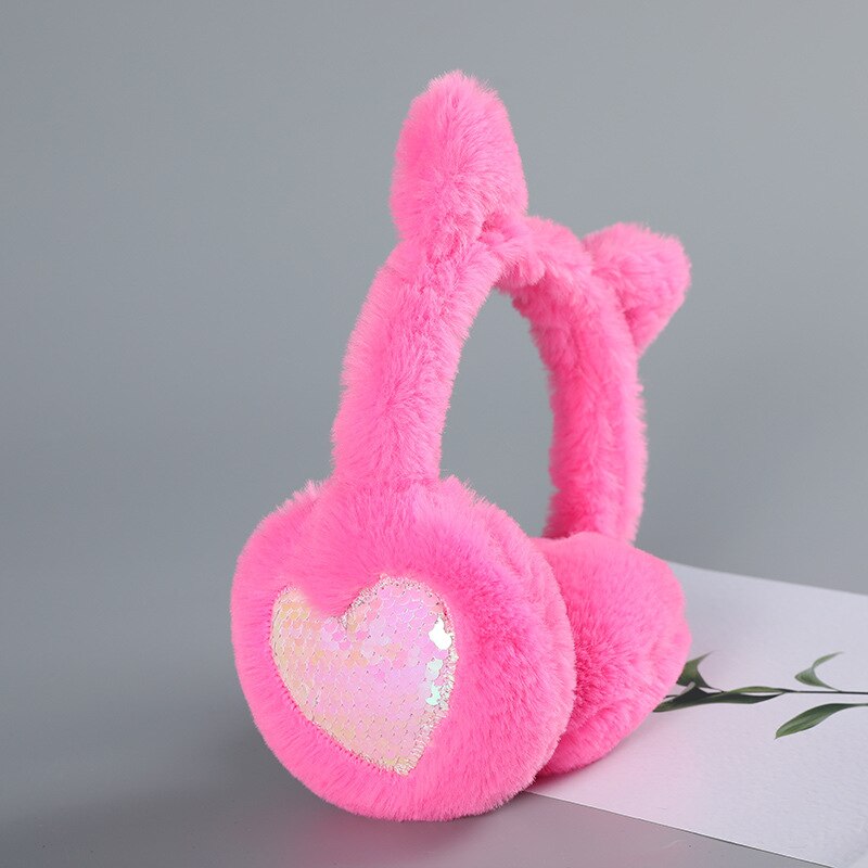 Earmuffs with Cat Ears - rose red - Earmuffs with Cat Ears