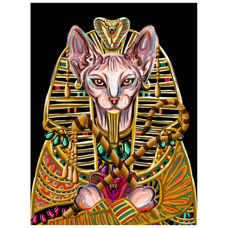 Egyptian Cat Painting - 30x45CM No Frame / Gold