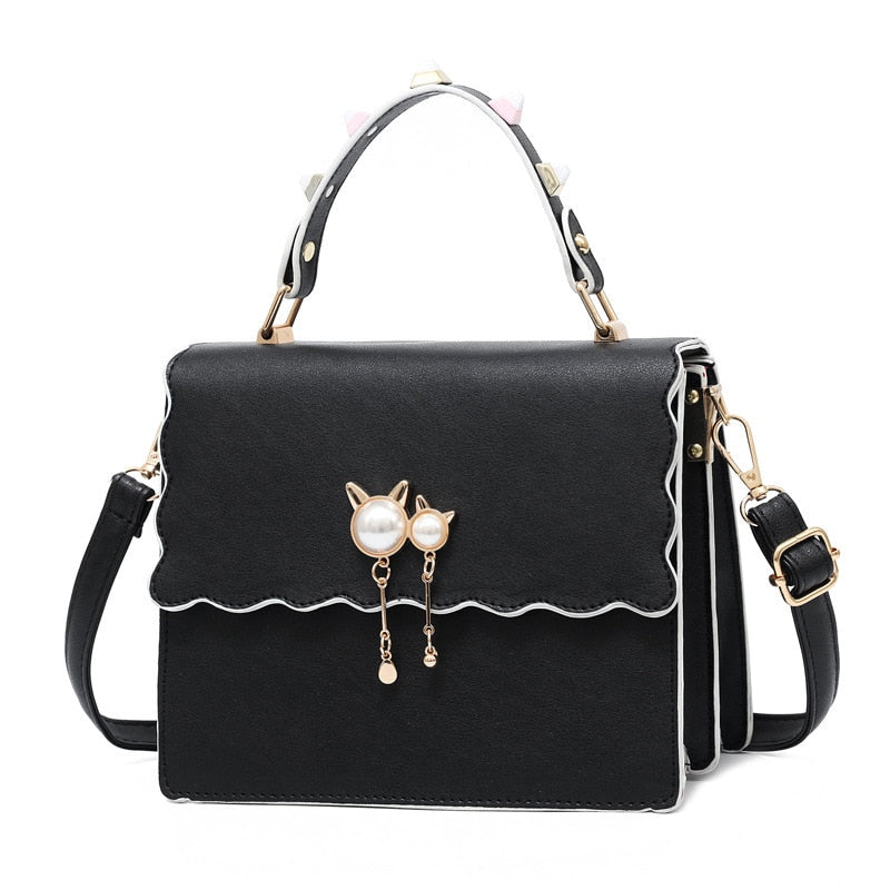 Elegant Cat Handbag - Black - Cat Handbag