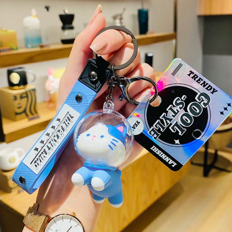 Elegant Cat Keychain - Blue - Cat Keychains