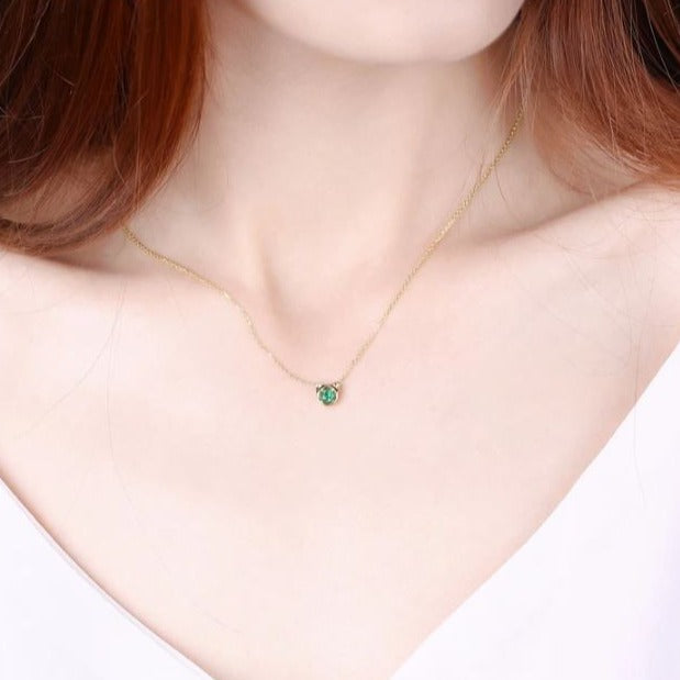 Emerald Cat Necklace - Cat necklace