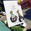 Enamel Cat Earrings - Black - Cat earrings