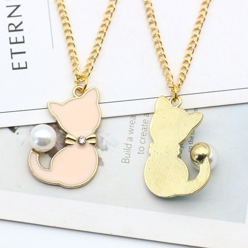 Enamel Cat Necklace - Cat necklace