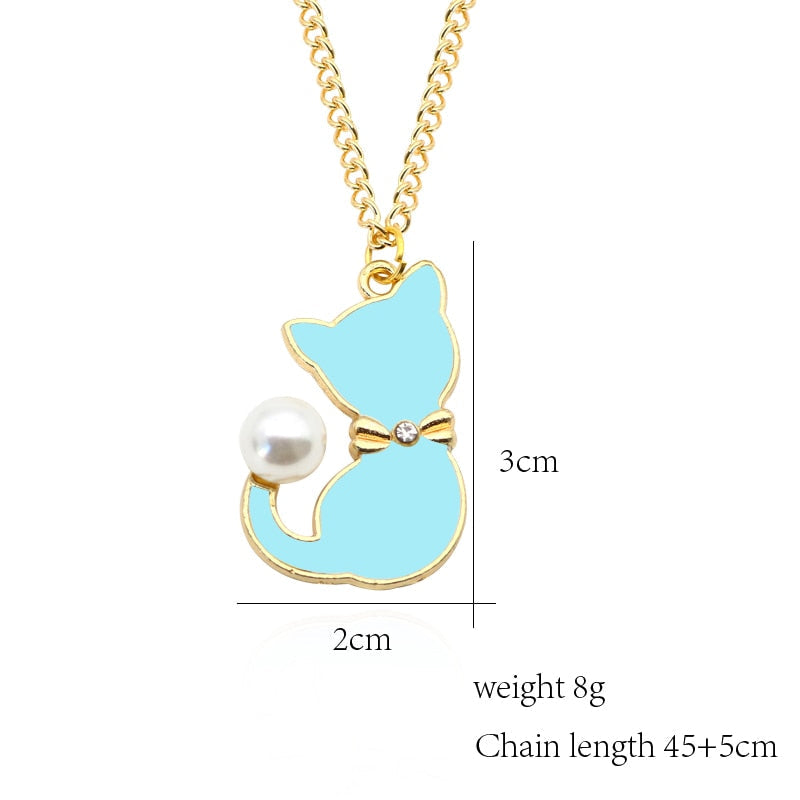Enamel Cat Necklace - Cat necklace